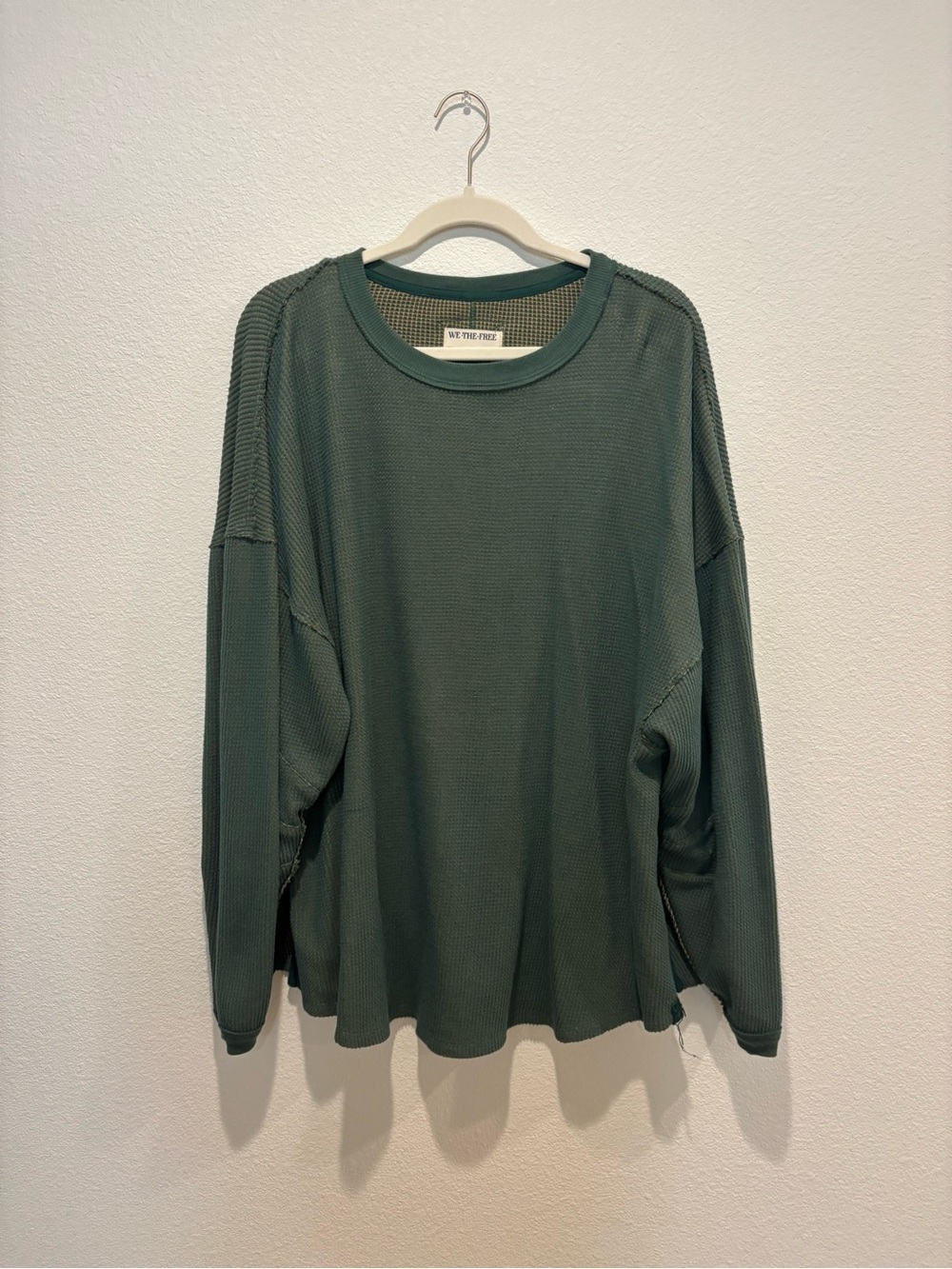 We The Free Olive Green Waffle Long Sleeve Tee